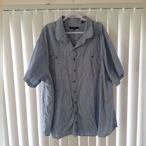 Synergy Blue Check Button Front Short Sleeve Shirt